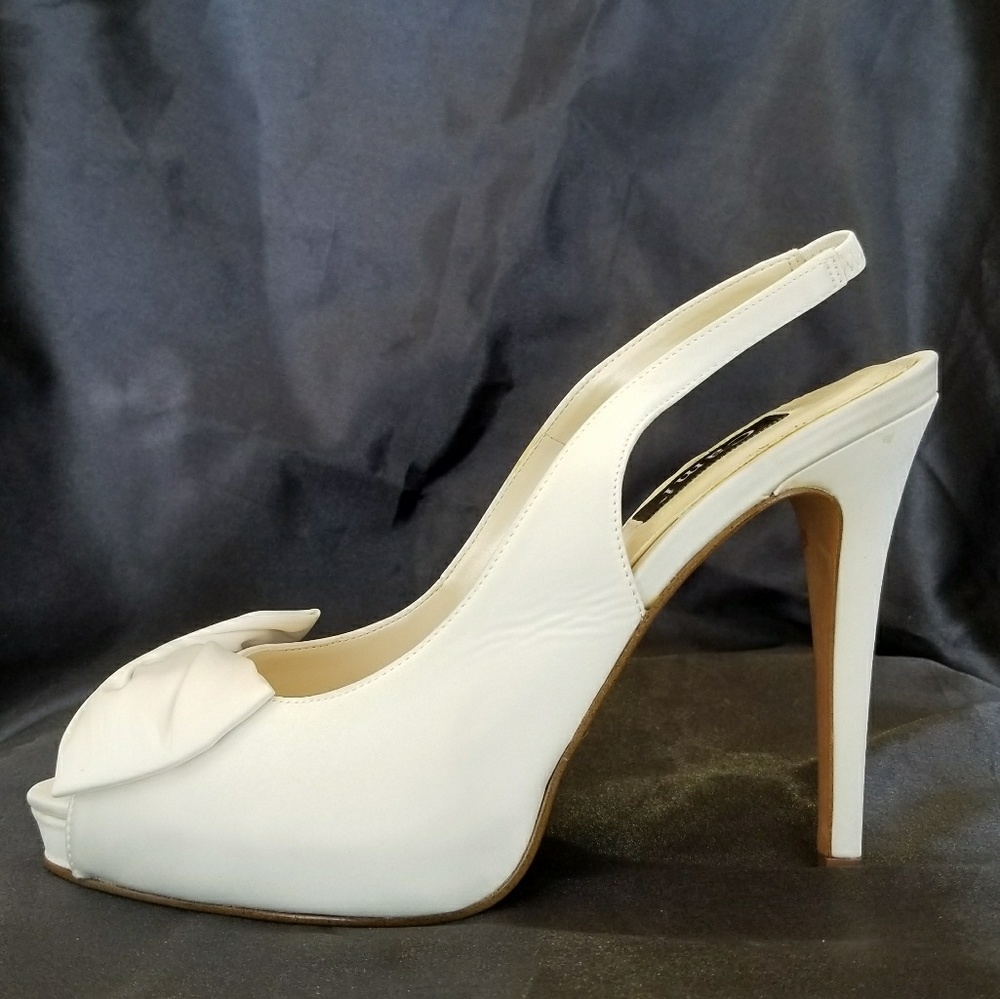 Spiegel Satin Peep Toe Slingback with bow
